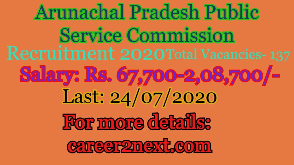 ARUNACHAL PRADESH PUBLIC SERVICE COMMISSION recruitment 2020