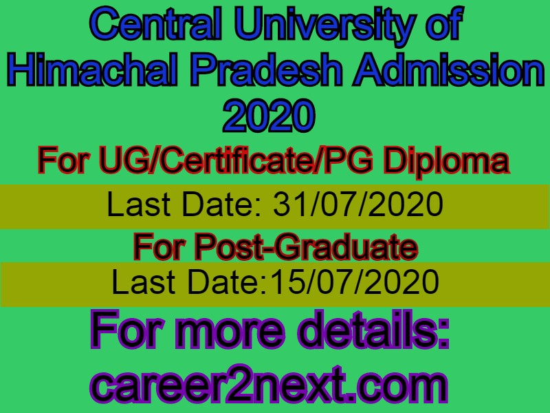 Central University of Himachal Pradesh Admission 2020