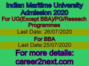 Indian Maritime University Admission 2020 for UG/PG/M.S. (By Research)/PhD Programmes