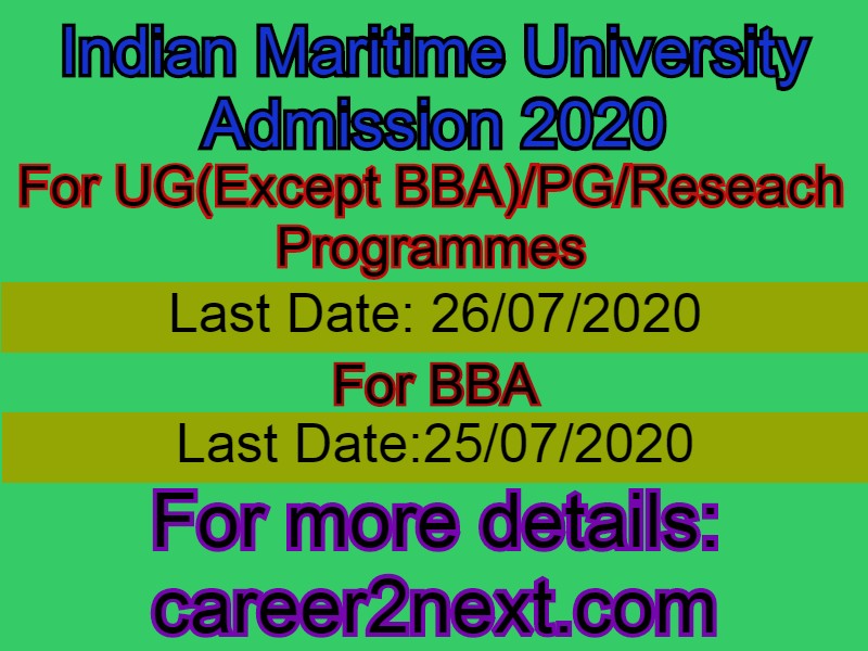 Indian Maritime University Admission 2020