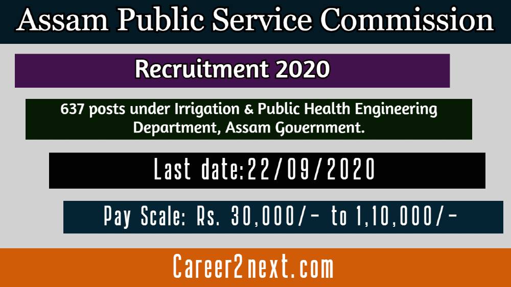 APSC Recruitment 2020 for 637 Post under various Department