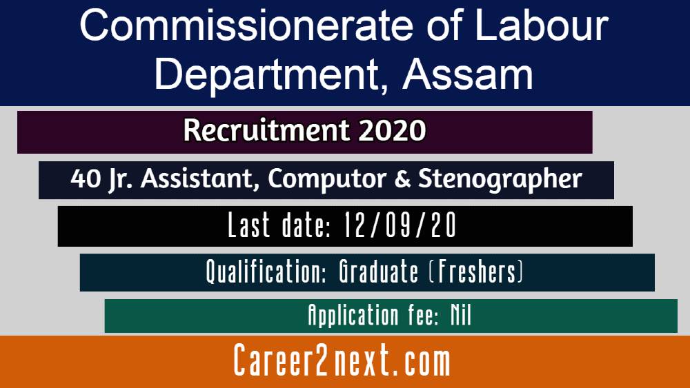 Commissionerate of Labour Recruitment 2020 for 40 Jr. Assistant & other posts