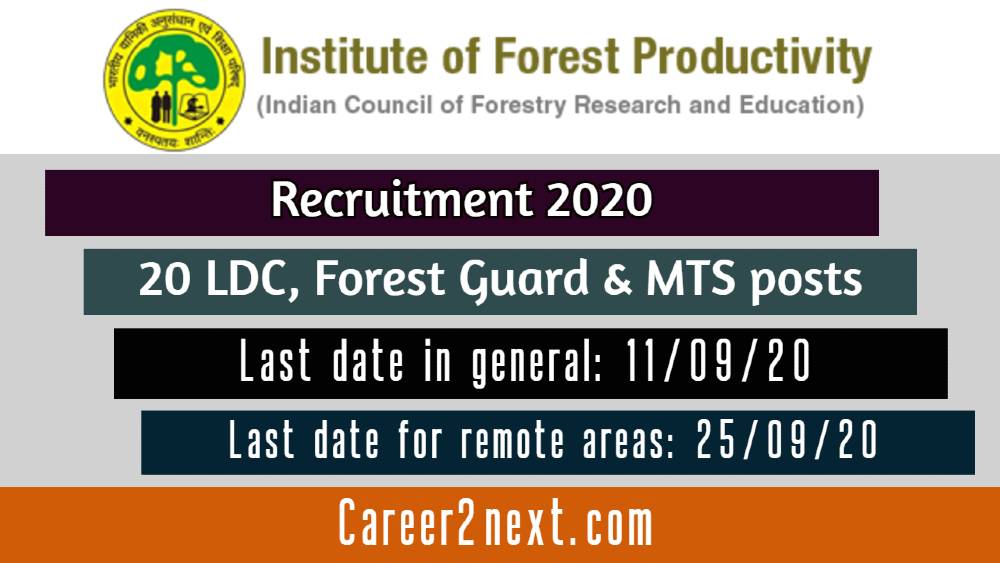ICFRE Recruitment 2020 for 20 LDC, Forest Guard & MTS Posts