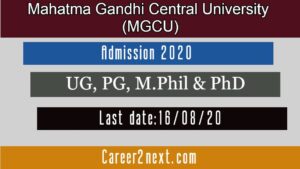 MGCUB Admission 2020, Last date Extended
