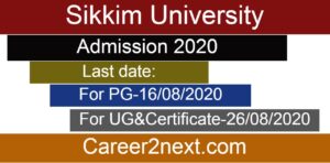 Sikkim University Admission 2020 for UG, PG & Certificate.