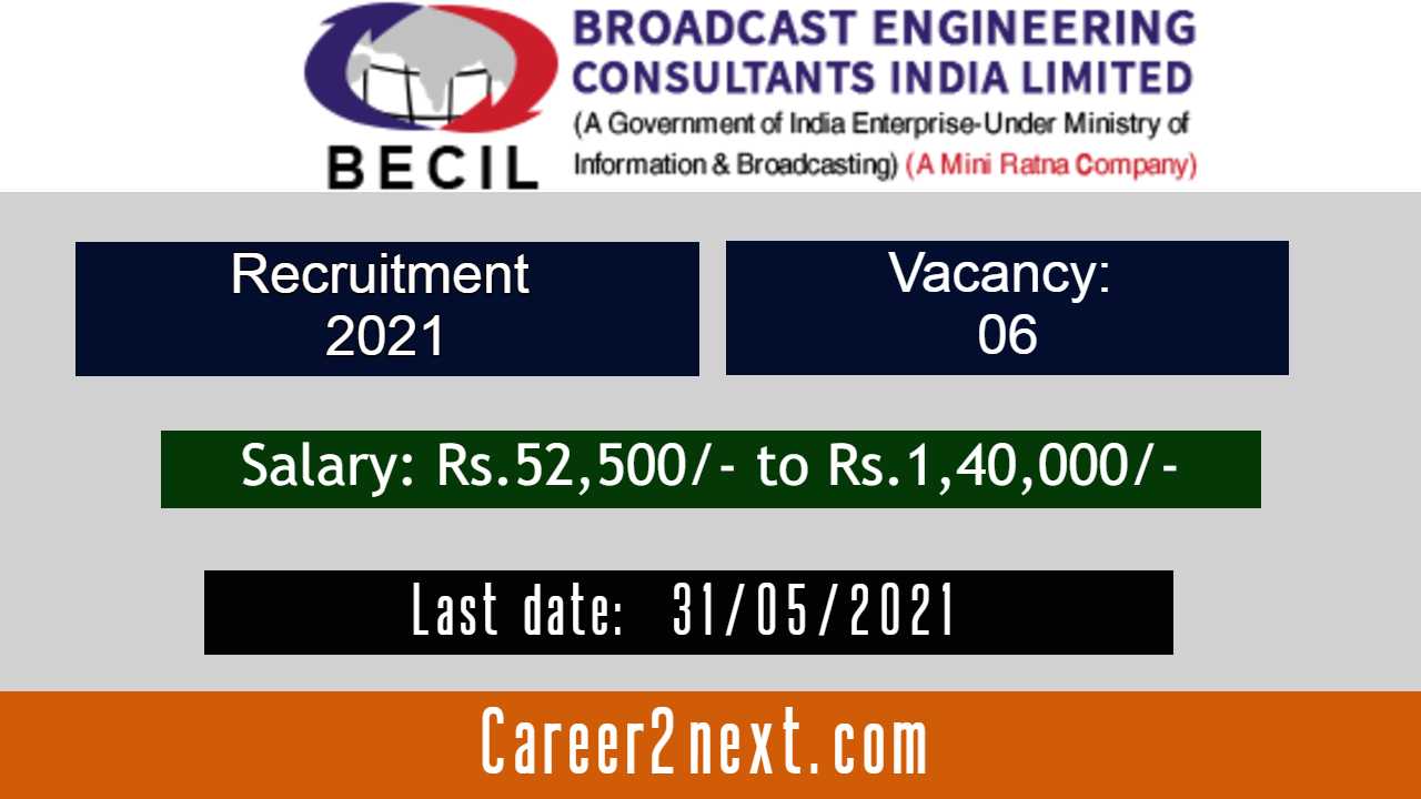 BECIL Recruitment 2021 | 06-Vacancies