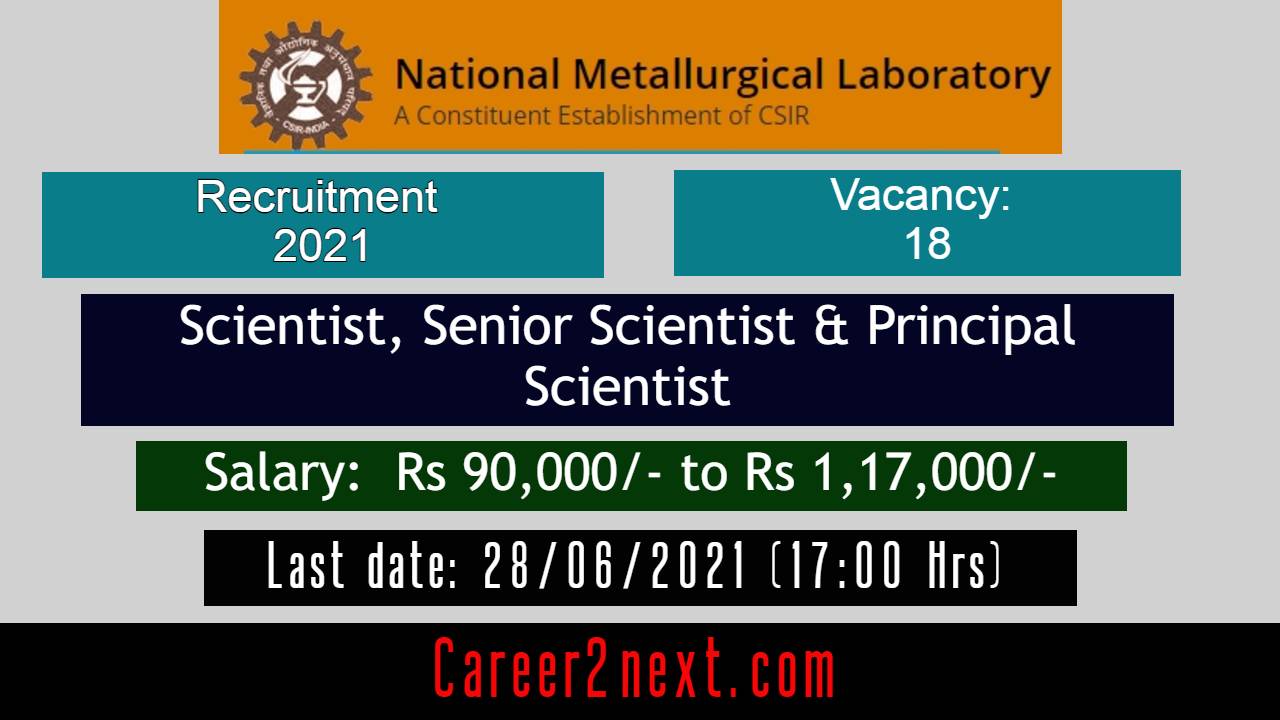 CSIR-NML Recruitment 2021 for 18 Scientist