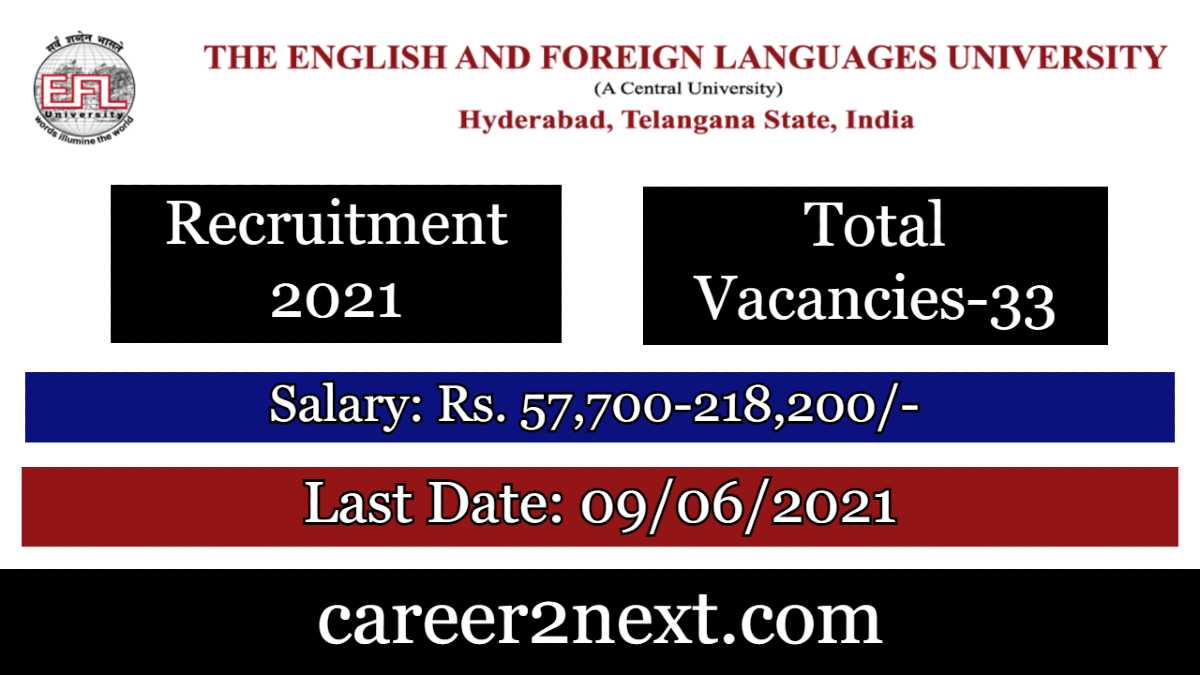 EFL University Recruitment 2021