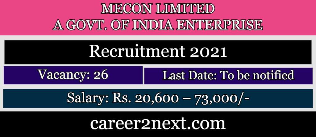 MECON Ltd Recruitment 2021