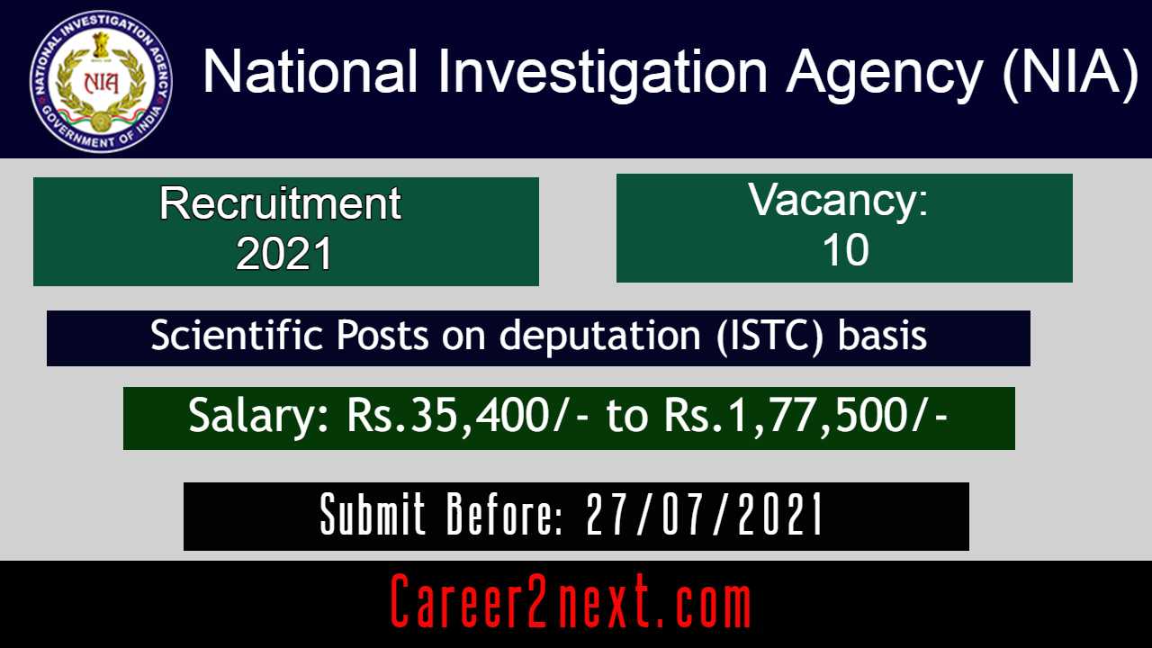 NIA Recruitment 2021 for 10 Scientific Posts