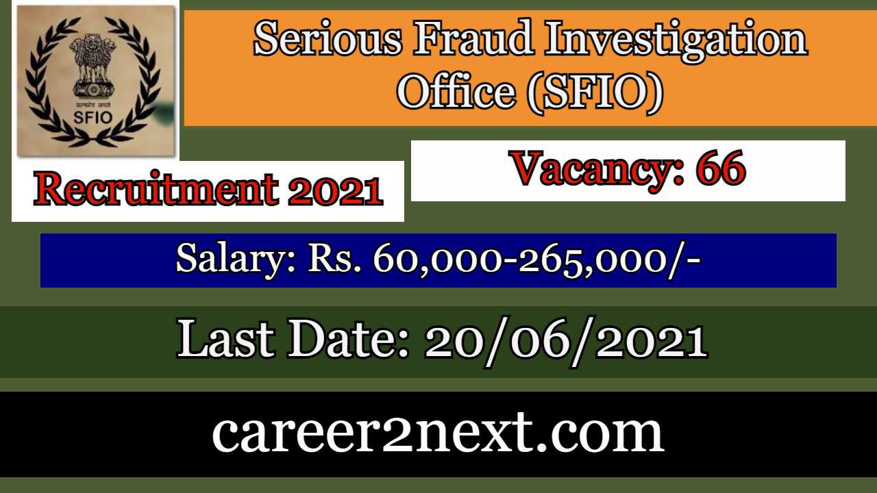 SFIO Recruitment 2021-66 posts