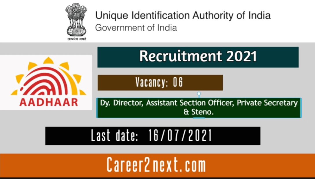 UIDAI Recruitment 2021 | 6-vacancy