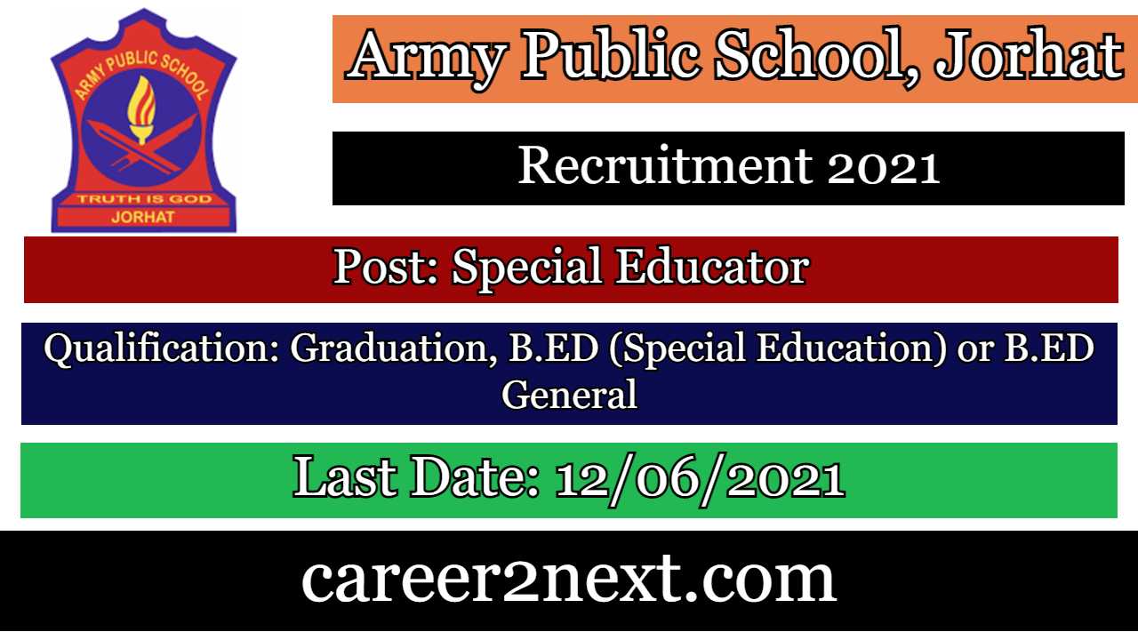 Army Public School Recruitment 2021- Jorhat