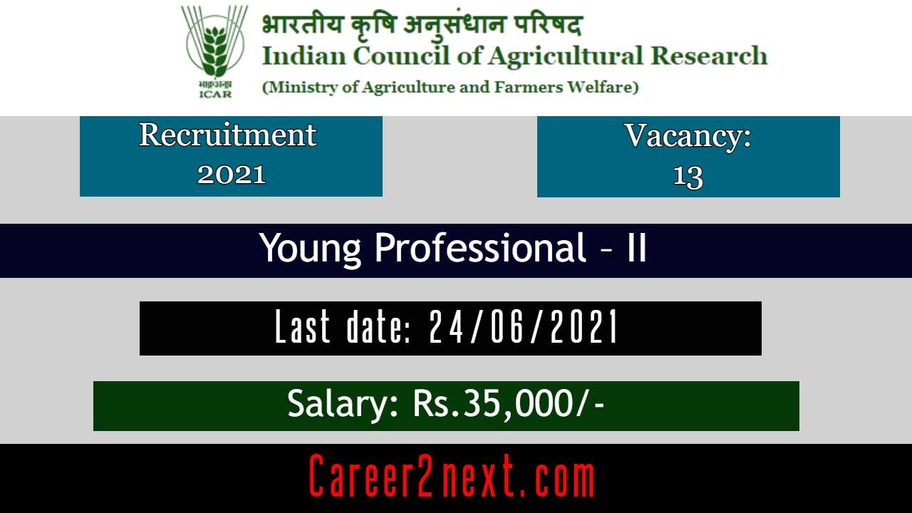 ICAR Recruitment 2021 | 13 posts of Young Professional – II