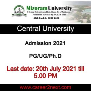 Mizoram University Admission 2021 | PG/UG/Ph.D