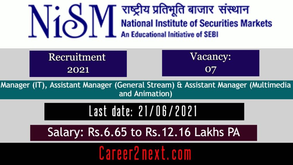 NISM Recruitment 2021
