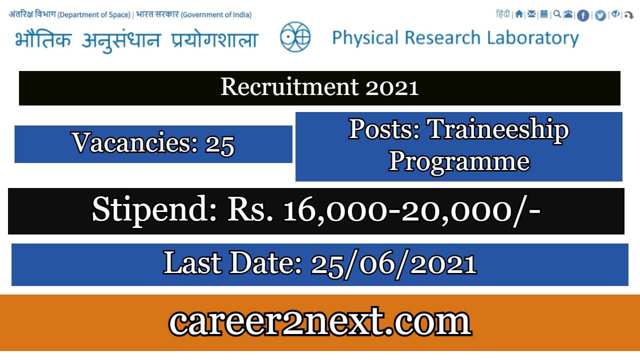 PRL Recruitment 2021 – 25 Posts