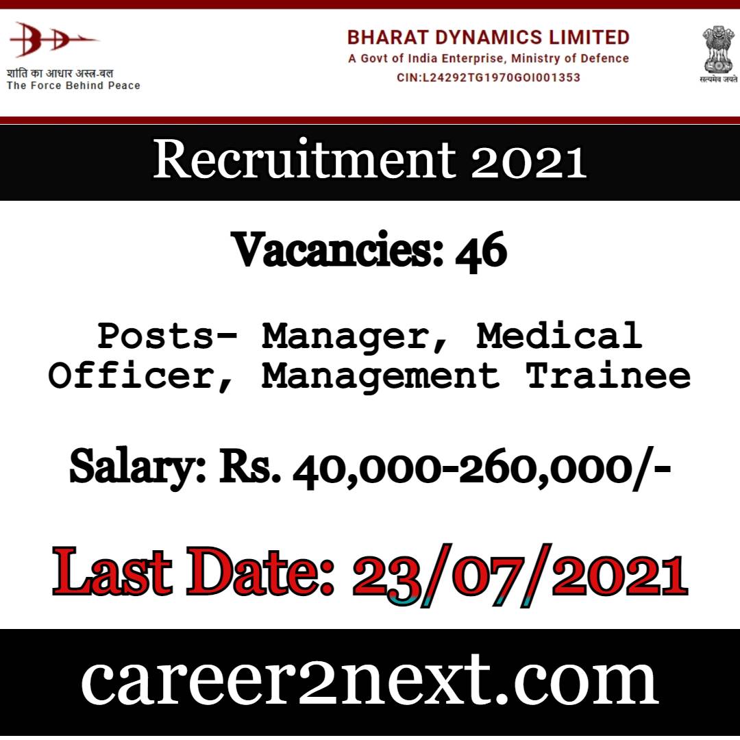 Bharat Dynamics Limited Recruitment 2021