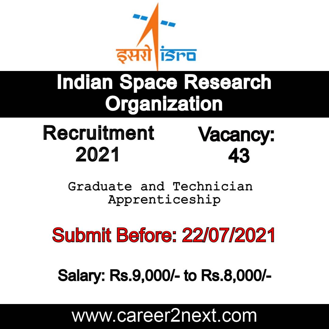 ISRO Recruitment 2021 | 43-Apprentices