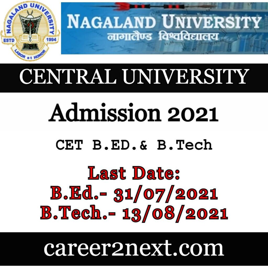 Nagaland University Admission 2021