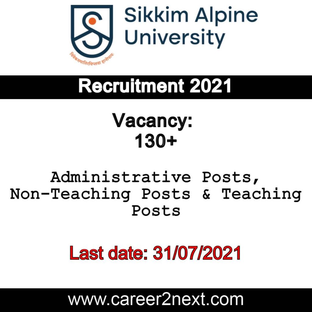 Sikkim Alpine University Recruitment