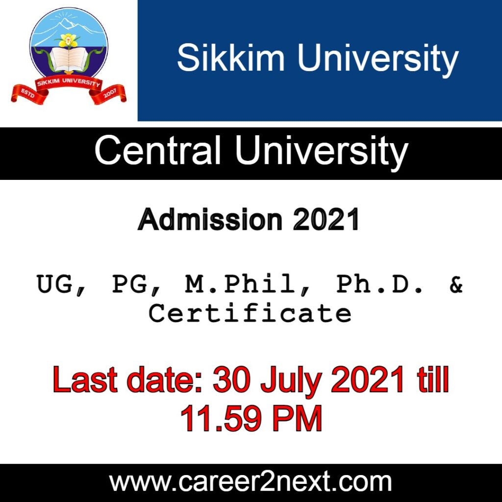 Sikkim University Admission 2021