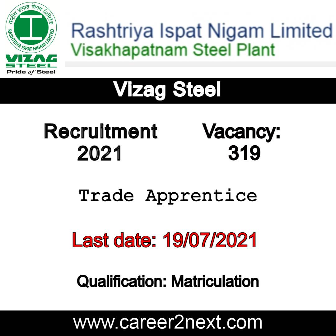 Vizag Steel Recruitment 2021 | 319 Trade Apprentice