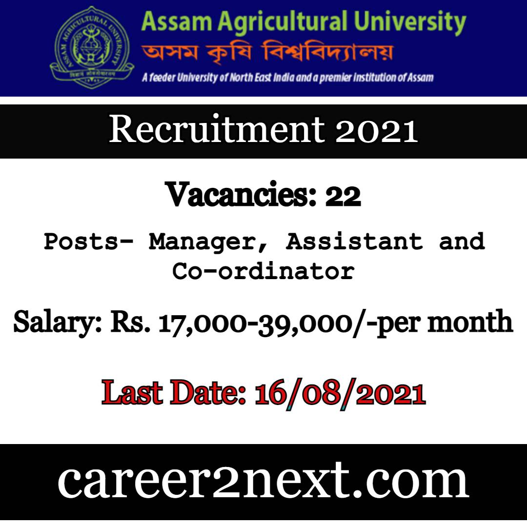 Assam Agricultural University Recruitment 2021
