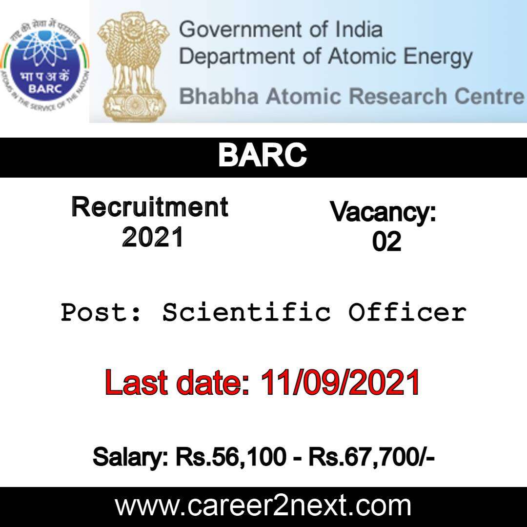 BARC Recruitment 2021 |02-Scientific Officer Post