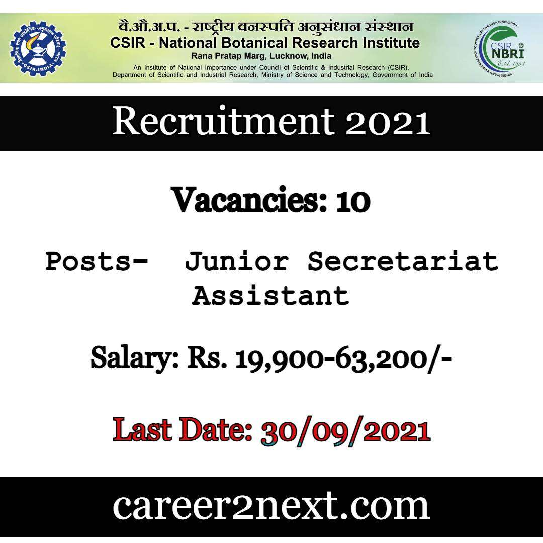 NBRI Recruitment 2021