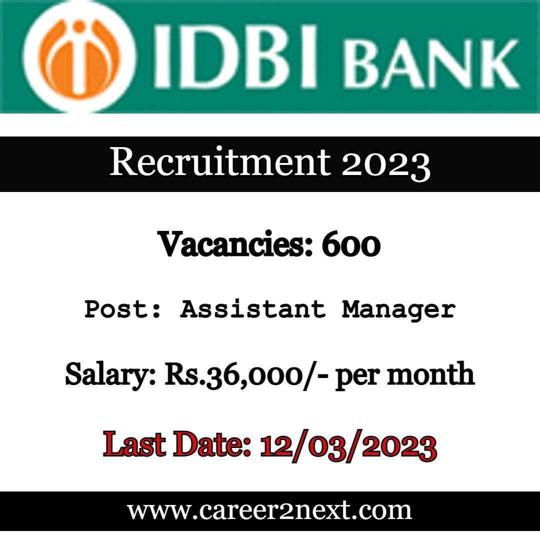 IDBI Bank Assistant Manager Recruitment 2023