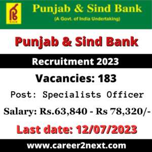 Punjab & Sind Bank SO Recruitment 2023