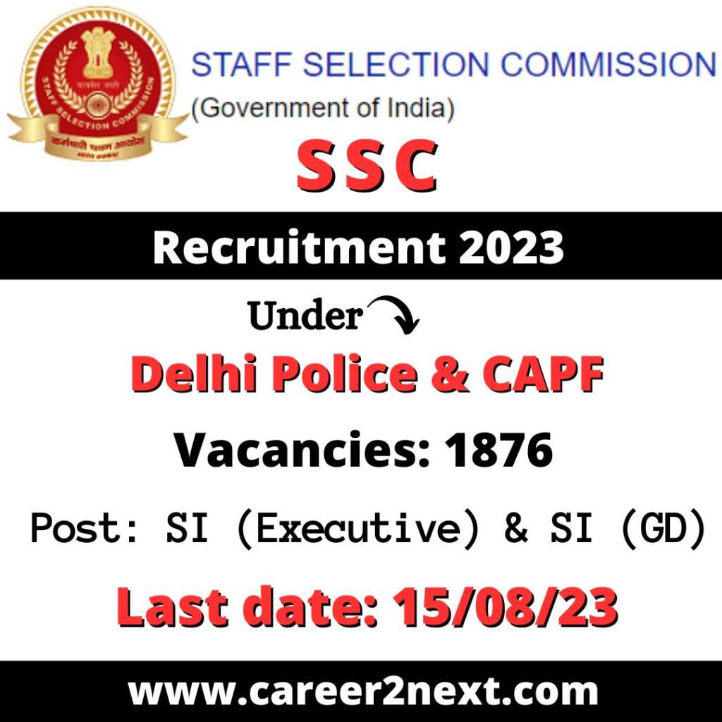 SSC SI Recruitment 2023